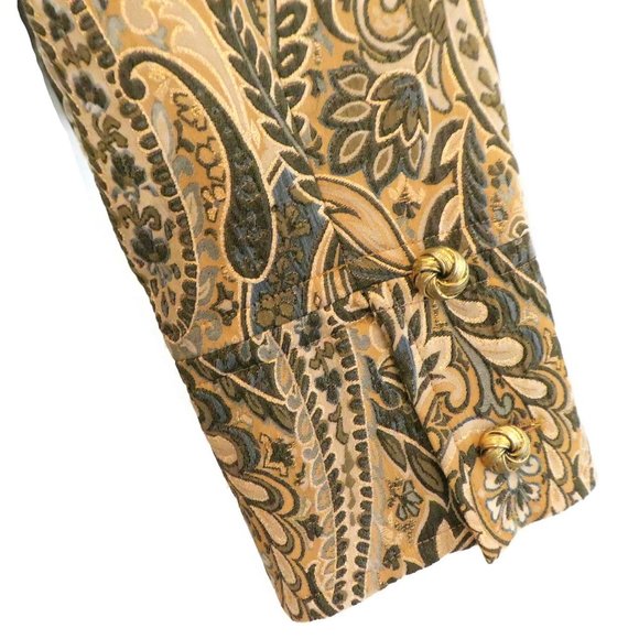 Express Design Blazer Double Breasted Brocade Paisley Goldtone Novelty Buttons 6 - Picture 4 of 9